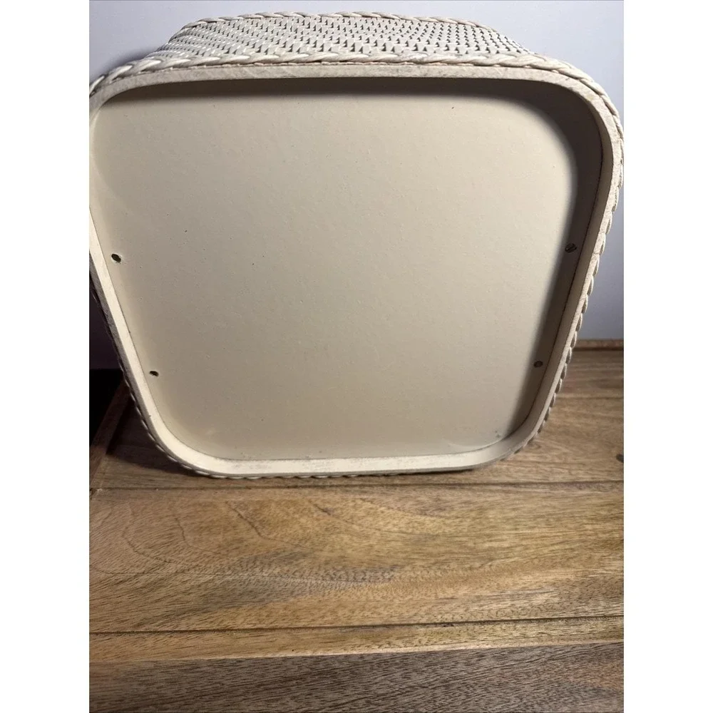 Vintage Unique 1950's Floral Wicker Square Sewing Box